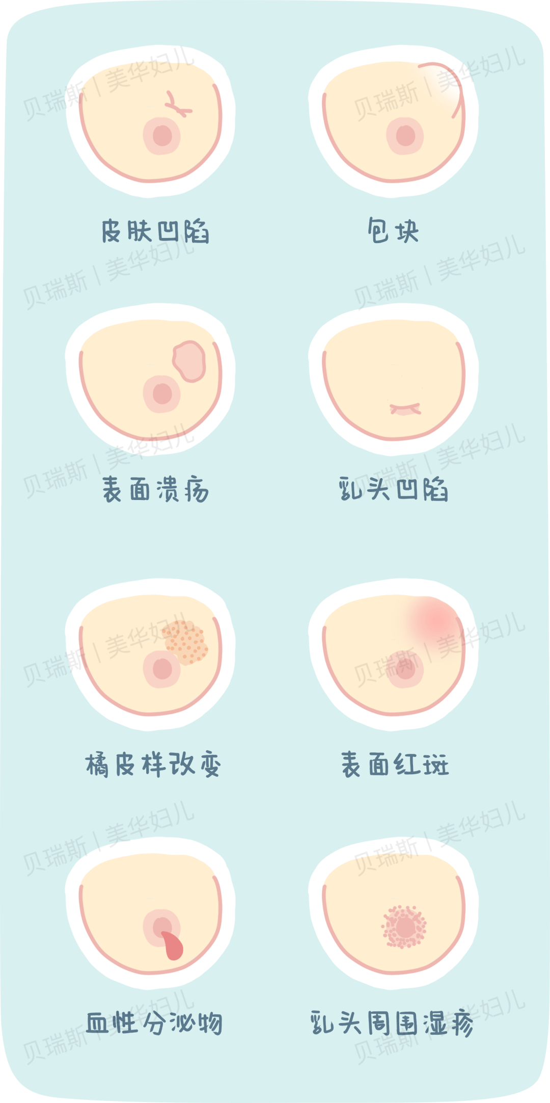 一张图教你乳房自检在家就能做乳腺问题早发现