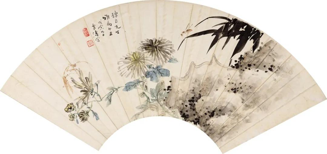 王雪涛花鸟扇面50幅,以墨显色,在传统固有色中融入西洋画法,美妙!