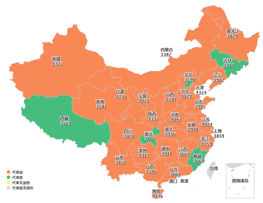 全国豆粕价格地图