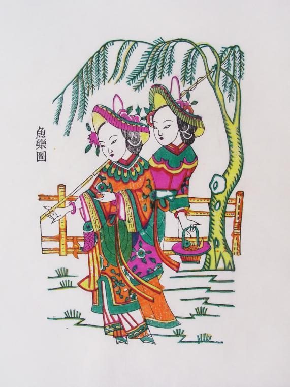 凤翔年画全以木版手工印刷,在色彩上是彩印与手绘相结合.