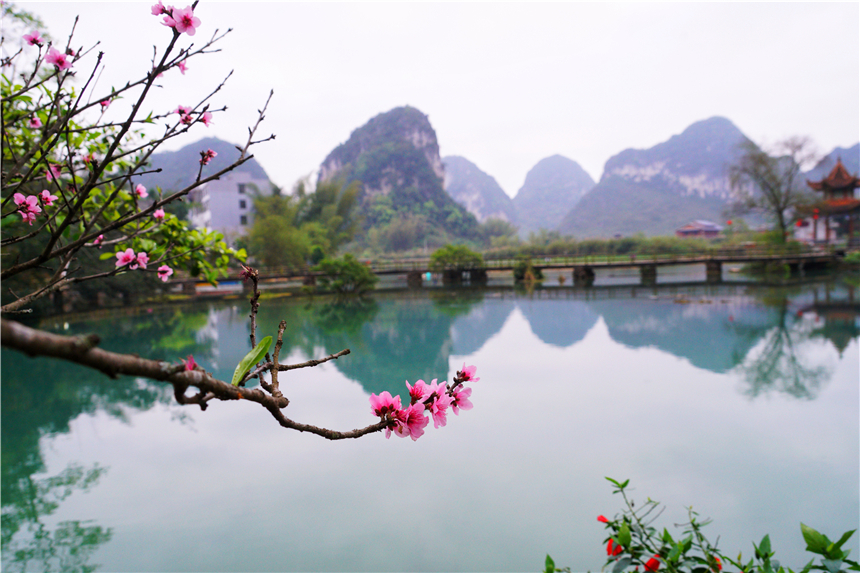 在鹅泉景区,有一个特别好看的景点,这里随手一拍就是一幅明信片,静静