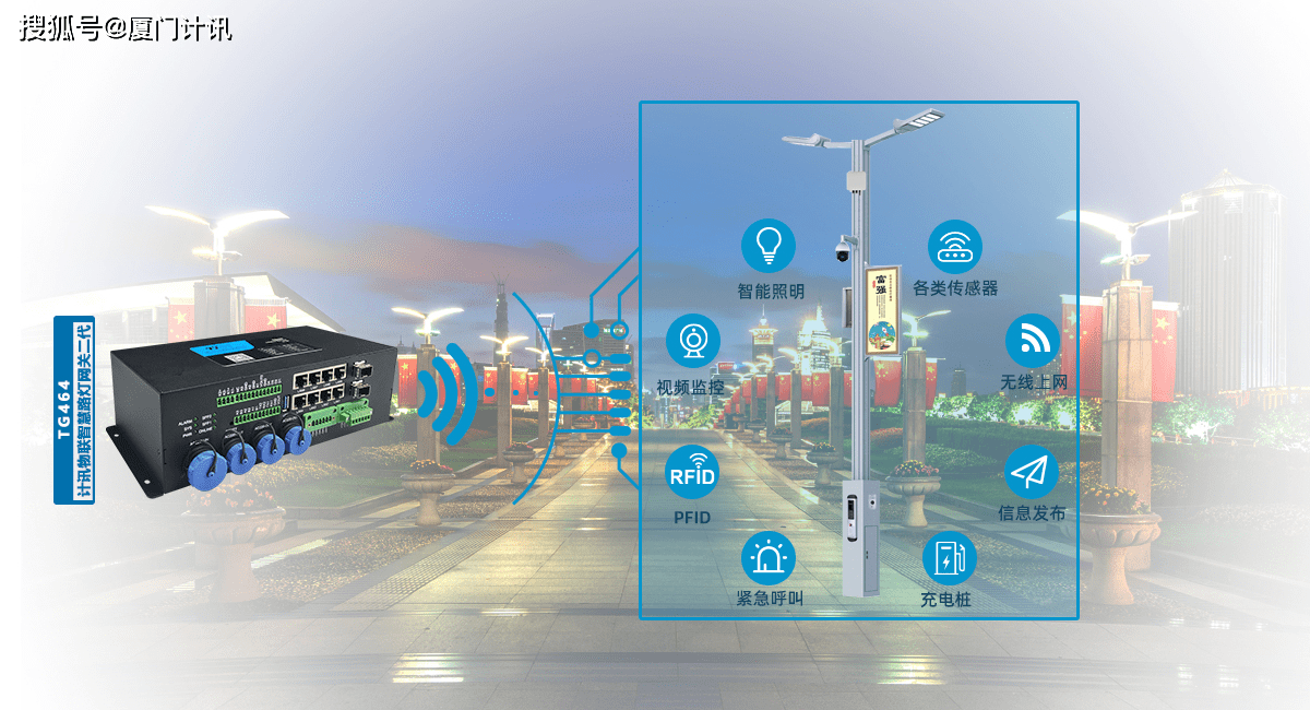 多功能智慧路灯杆照明控制系统具有单灯和群控系统:系统提供多种控制