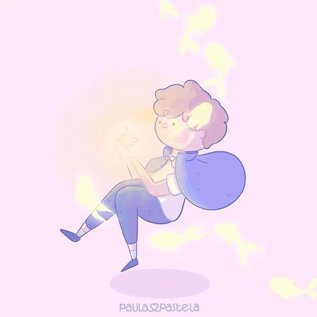 插画paulabugue09o蜜桃冰淇淋味的小世界