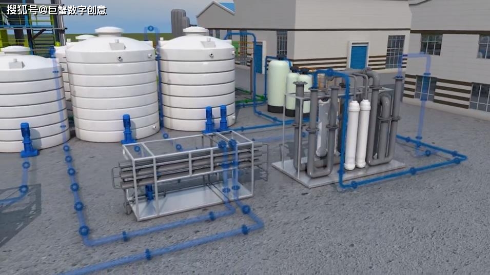 城市工业污水治理系统原理三维动画-污水处理三维动画演示-水处理动画