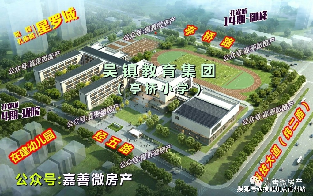 幸福天地商业广场(菜场),48个班级的公办亭桥小学,幼儿园,嘉善妇保