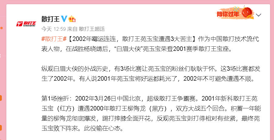 为什么苑玉宝刚夺得散打王称号,次年就宣布退役?