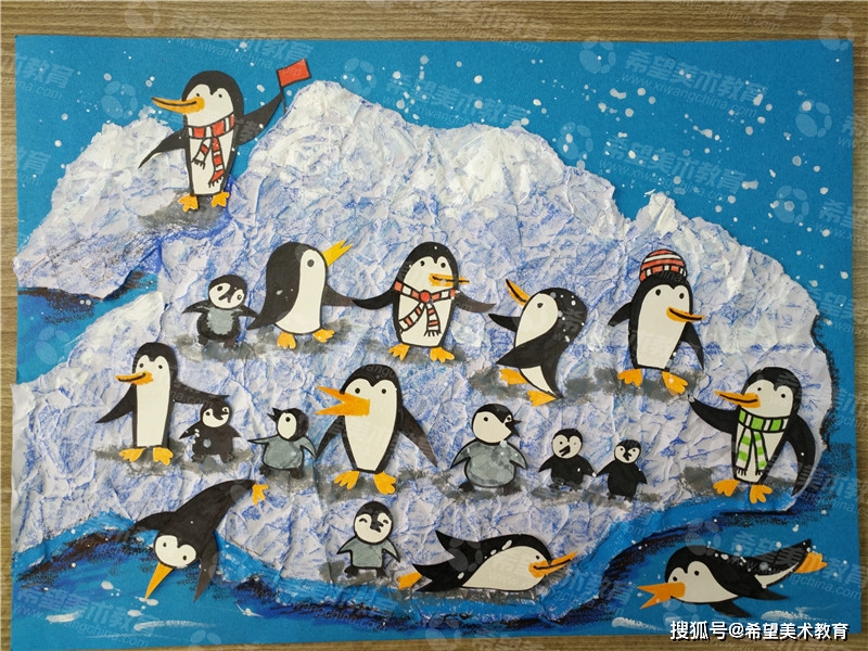儿童画作品《南极小企鹅》