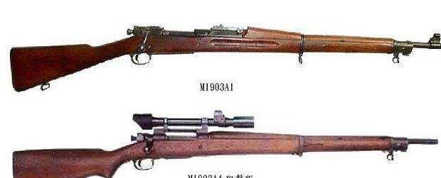 m1903斯普林菲尔德栓动单发步枪和m1加兰德自动步枪等多款狙击步枪