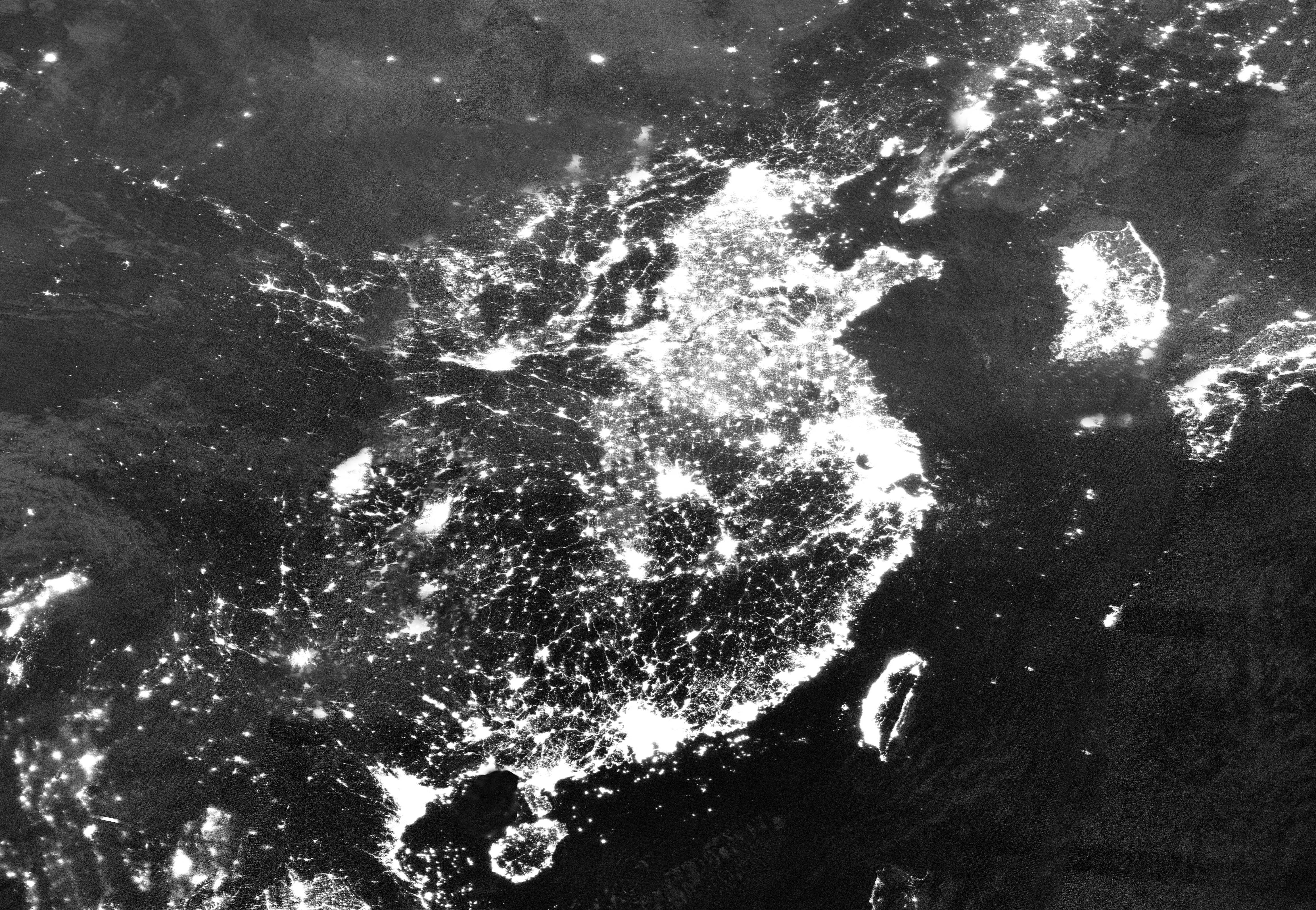 中国城市太空灯光图 城市太空遥感卫星图
