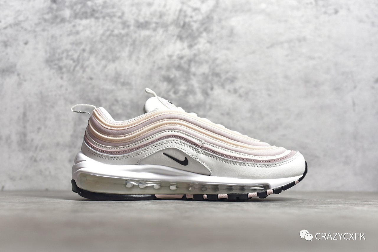 耐克nike air max 97 wmns 粉白全掌气垫子弹运动鞋