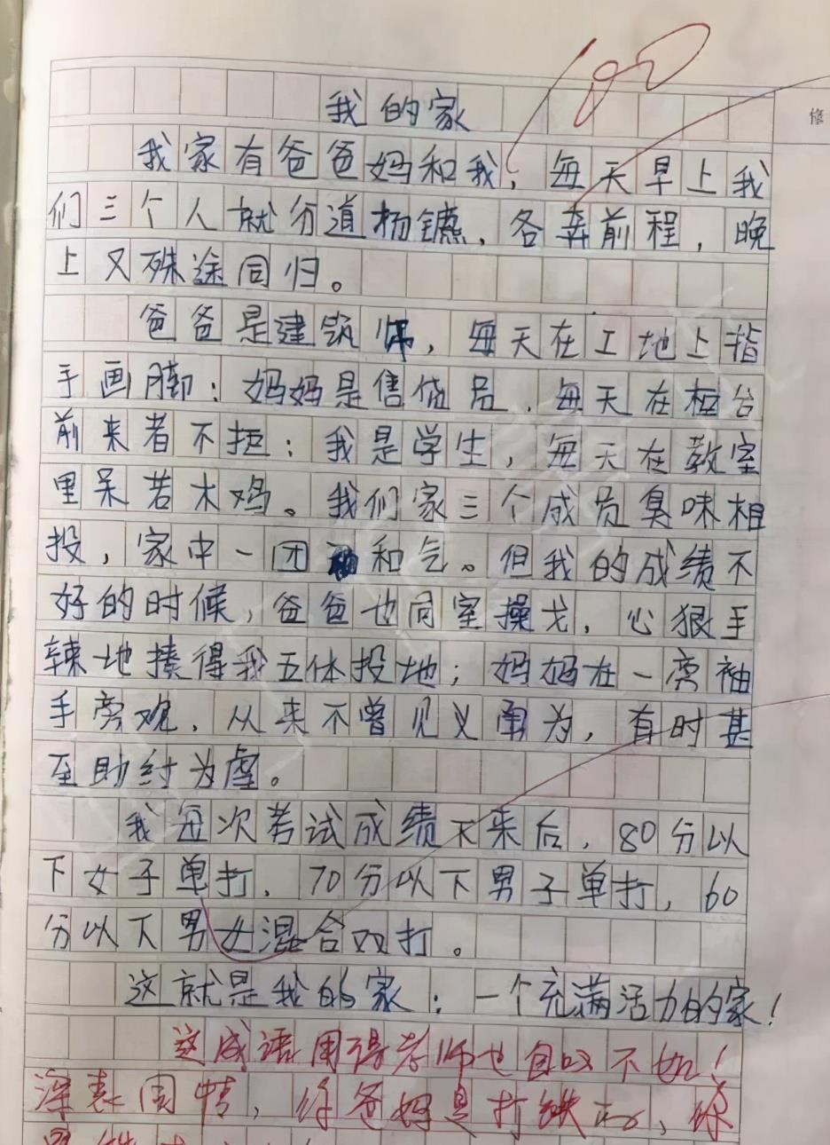 小学生奇葩作文走红宝妈看后气得直跺脚快把我鸡毛掸子拿来