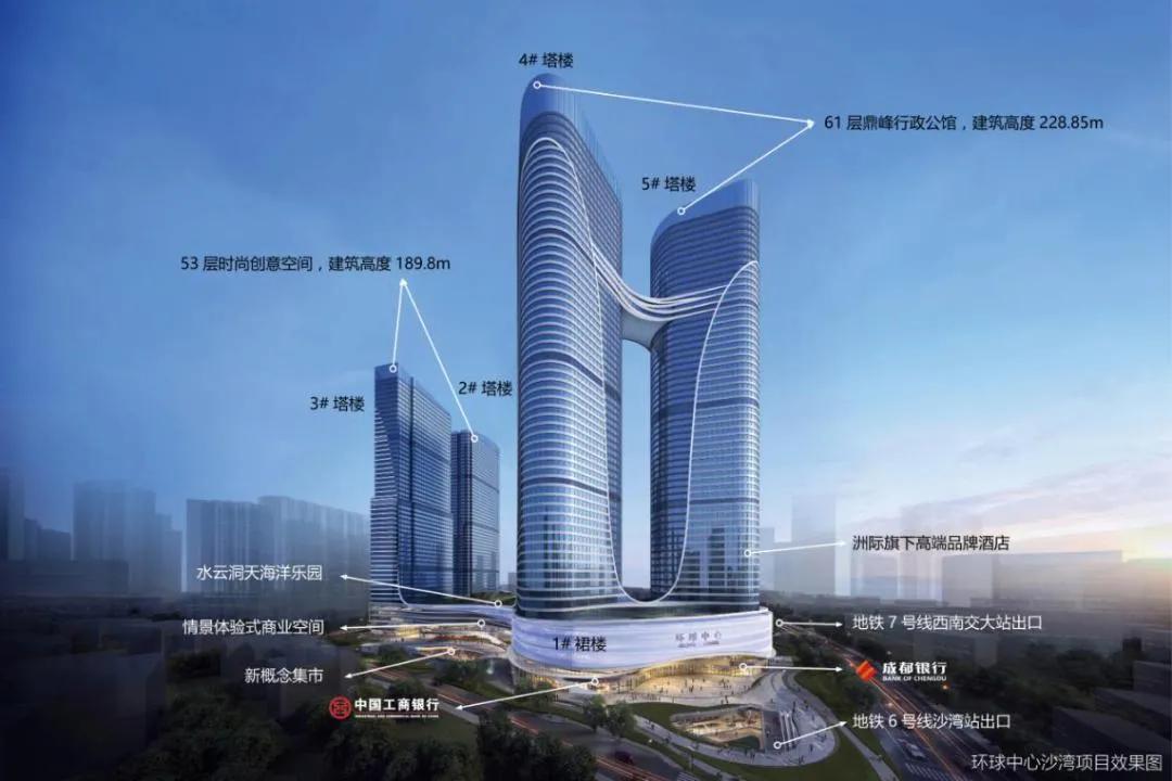 成都沙湾老会展变身"世纪空间",摩天双子塔高243米
