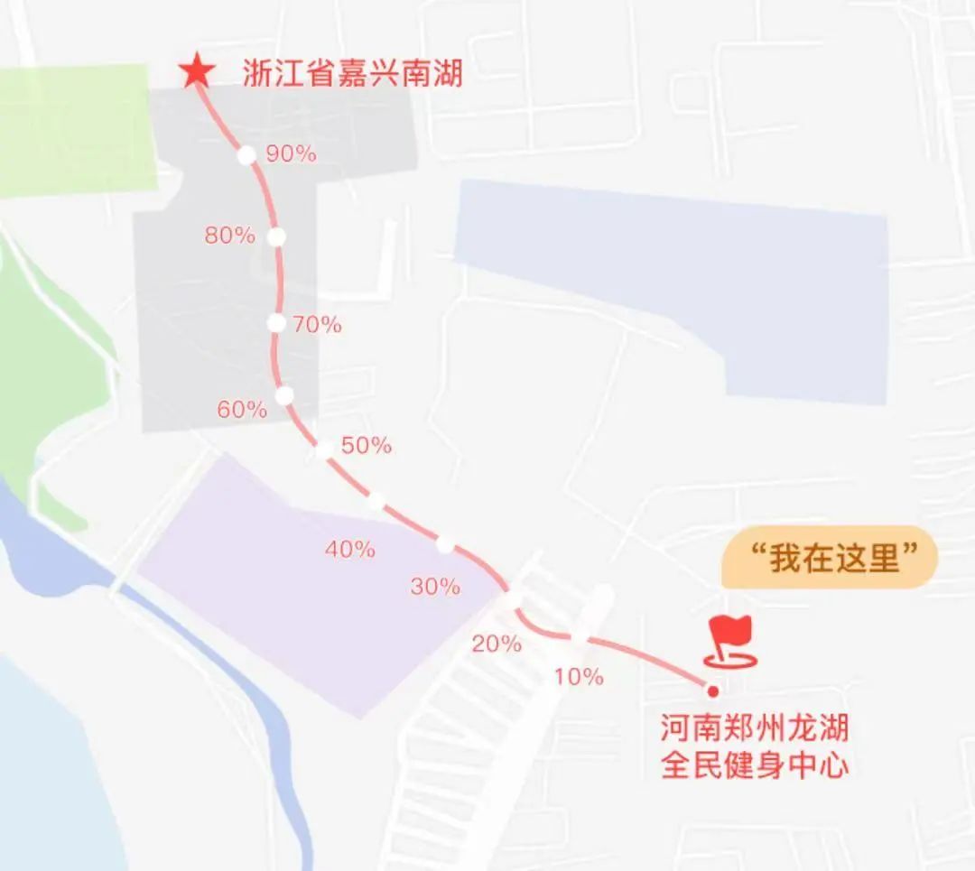 本次健步走活动是把河南省郑州市龙湖全民健身中心至嘉兴南湖(党的
