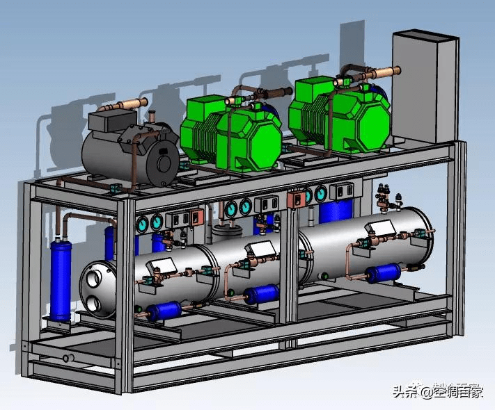 比泽尔4hp 5hp 7hp水冷机组总装模型