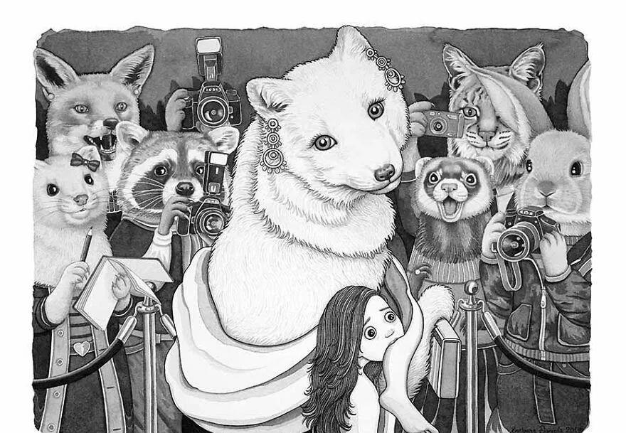 16幅人与动物互换角色的插画画面多残忍人类就该有多恐惧