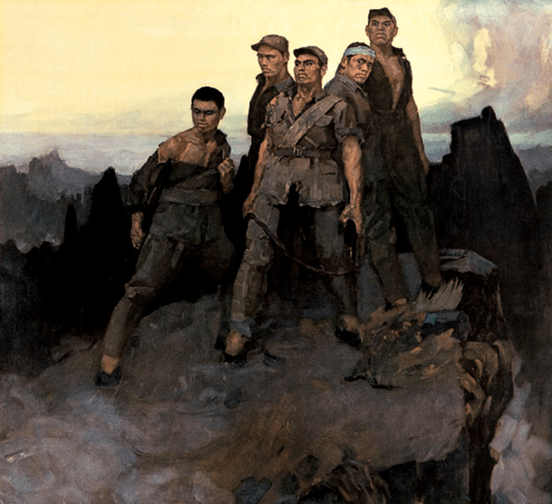 《狼牙山五壮士》(油画),詹建俊,1959年,186×236cm 《转战陕北》