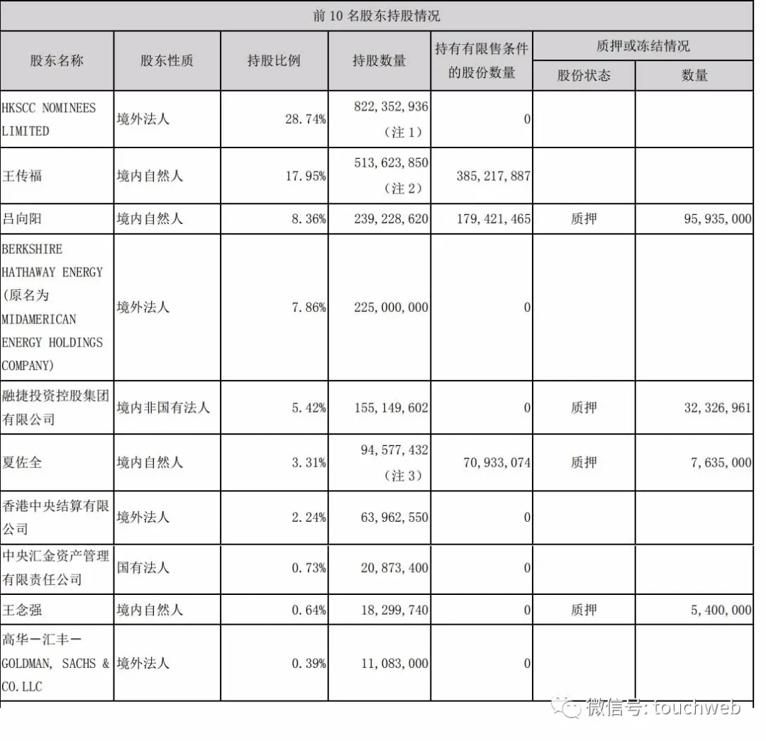 截至2021年3月31日,比亚迪股权结构