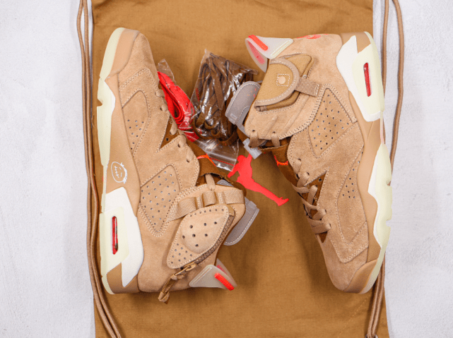travis scott air jordan 6 british khaki aj6卡其棕夜光绿休闲篮球