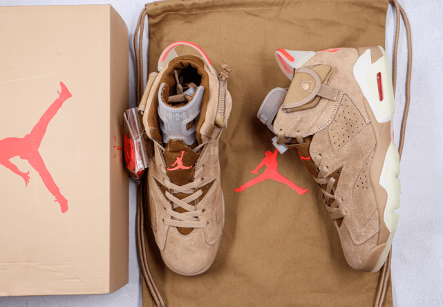 travis scott air jordan 6 british khaki aj6卡其棕夜光绿休闲篮球