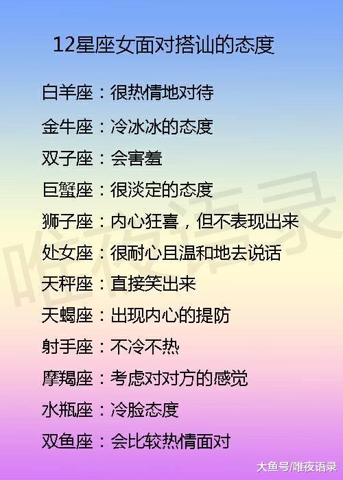 十二星座女面对搭讪的态度, 表面高冷, 但非常重感情的星座有你吗