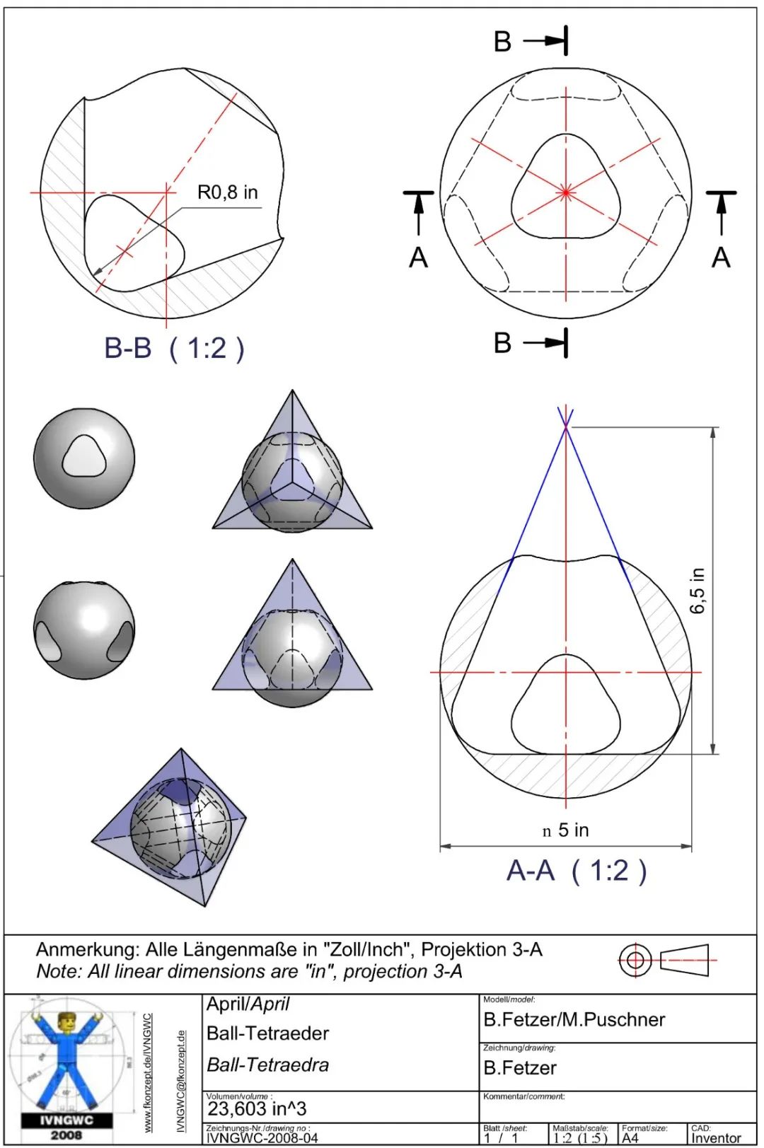 用solidworks画的正四面体与球体相交图形