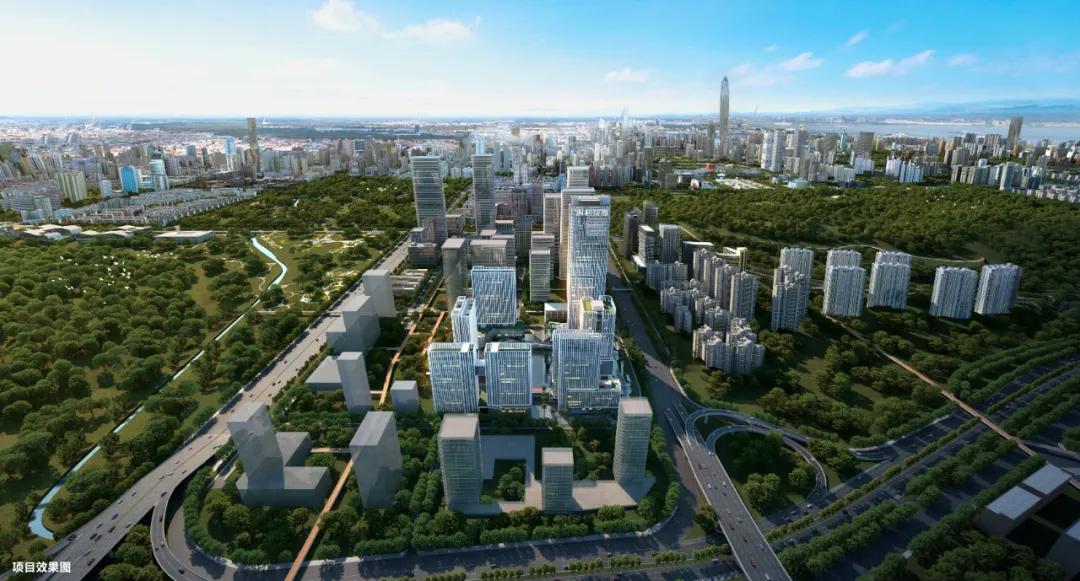 深科技城,总建面约45万方,分二期开发,其中一期涵盖3座国际甲级写字楼