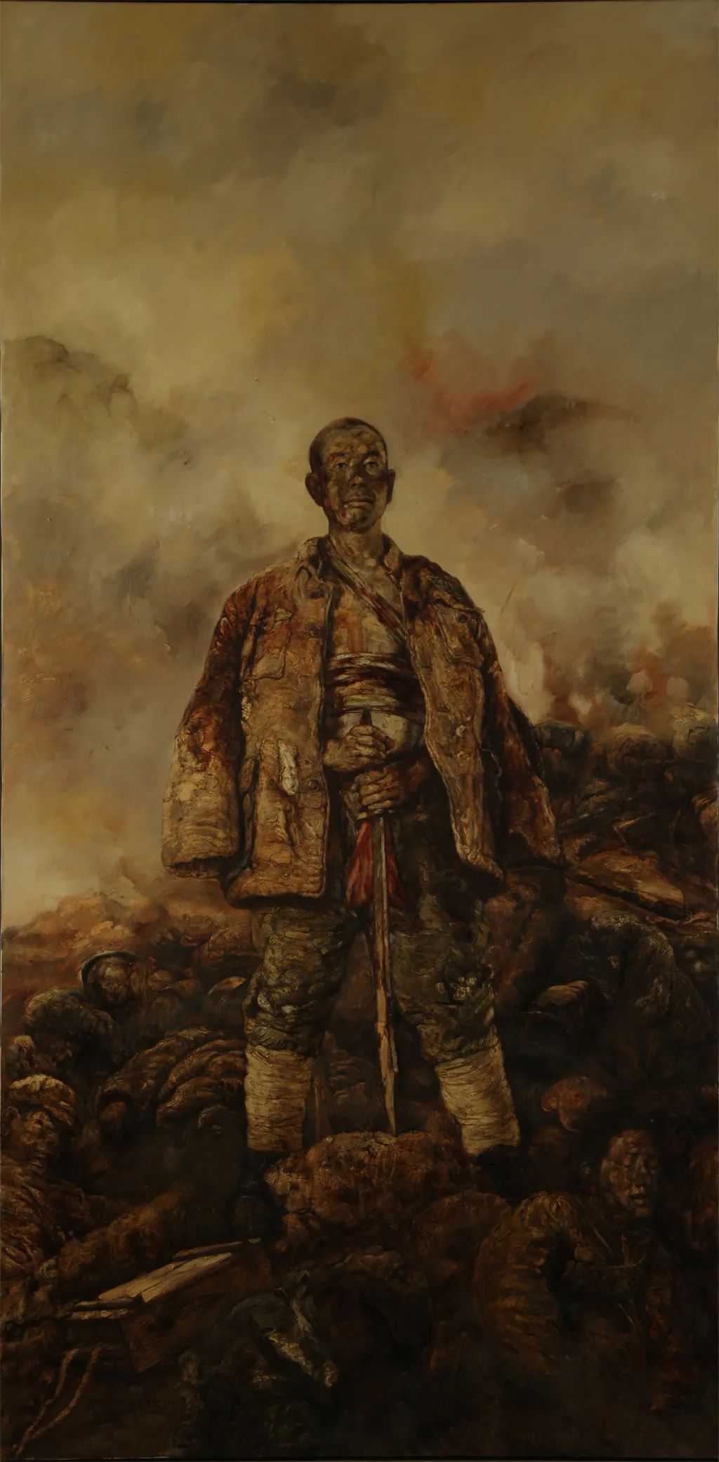 《血域-献给抗战中牺牲的勇士们 200x100cm 布面油画
