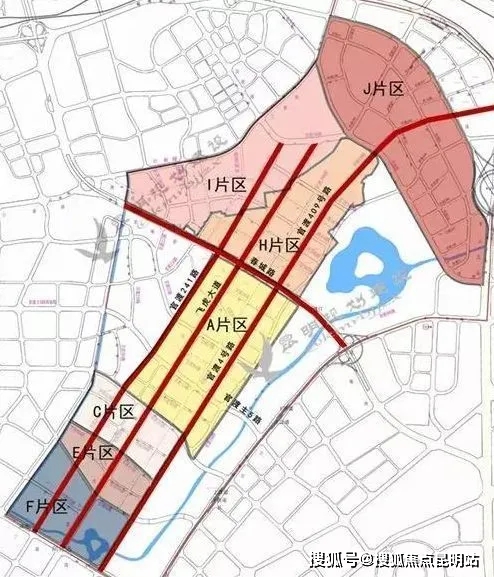 (巫家坝片区中央公园交通路网 图源昆明规划建设)