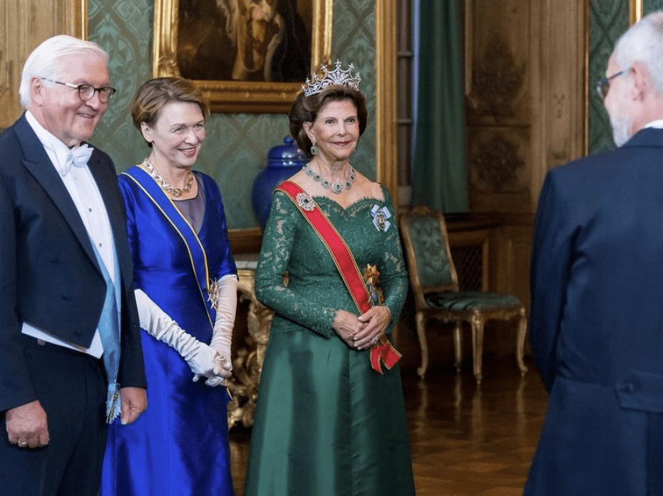 瑞典王室接待德国总统77岁王后戴200年祖传皇冠出席惊艳众人