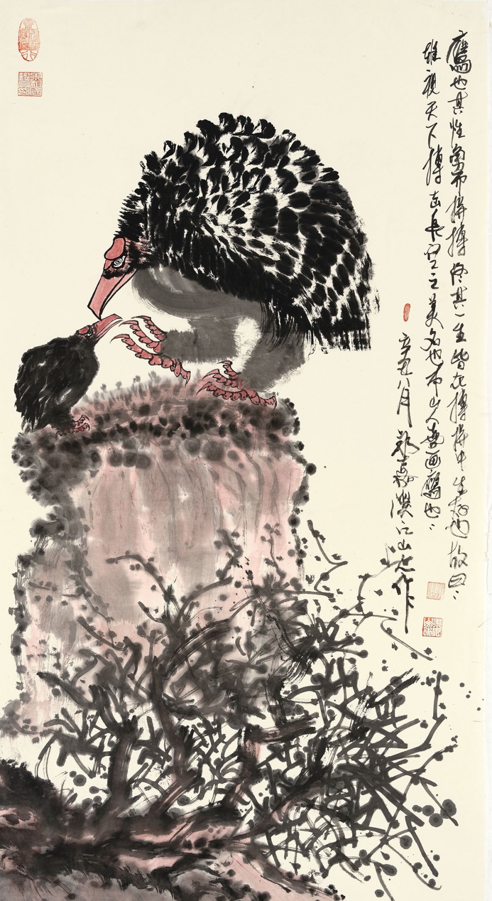 国画家,画鹰大家,指墨画艺术大师朱祖国作品