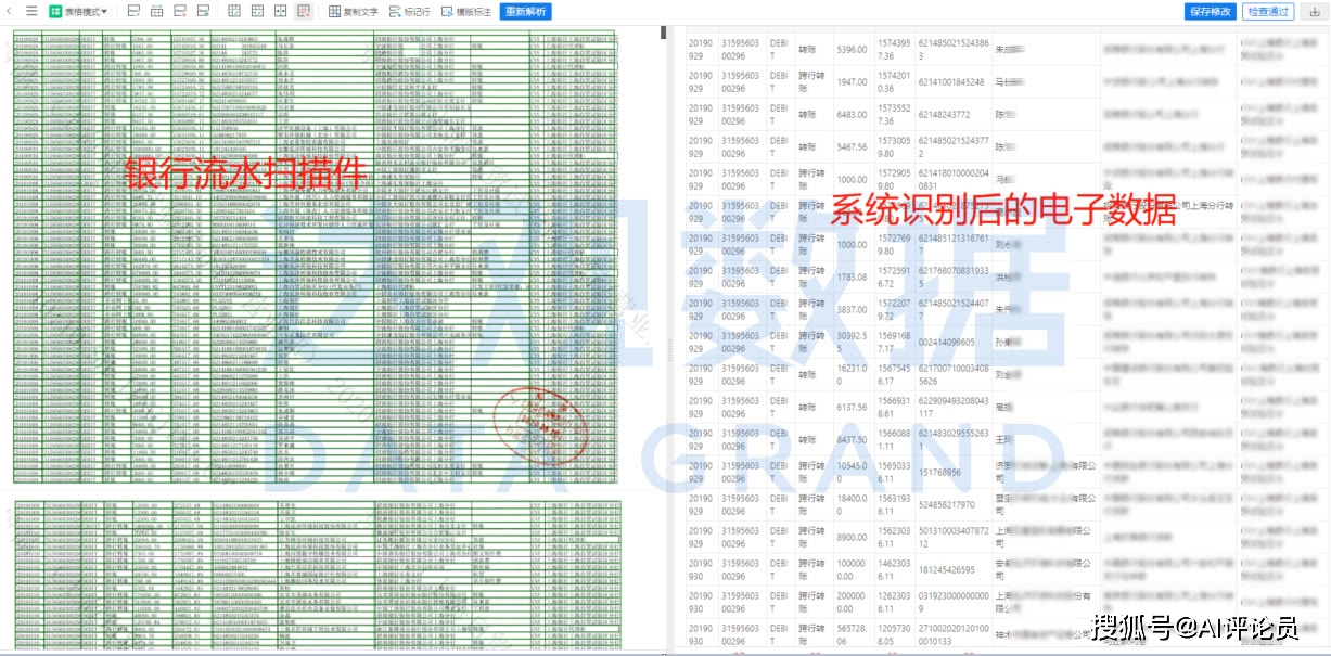 达观数据银行流水 来自搜狐网