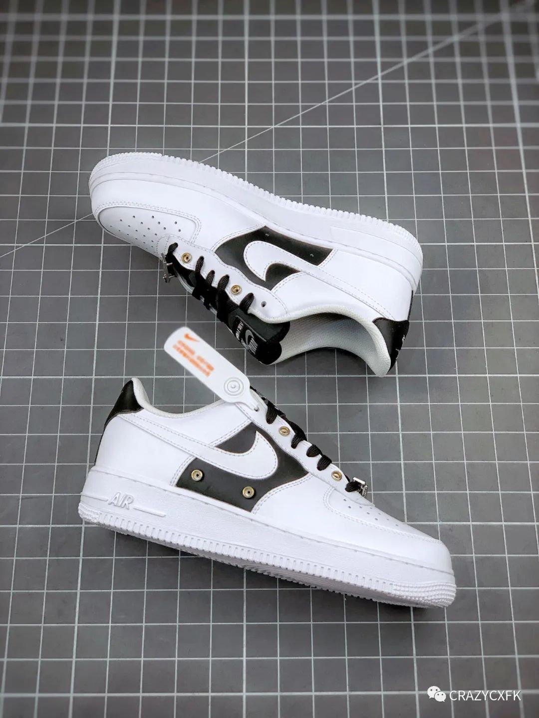 耐克空军一号黑白 nike air force 1 low 金属银扣运动鞋