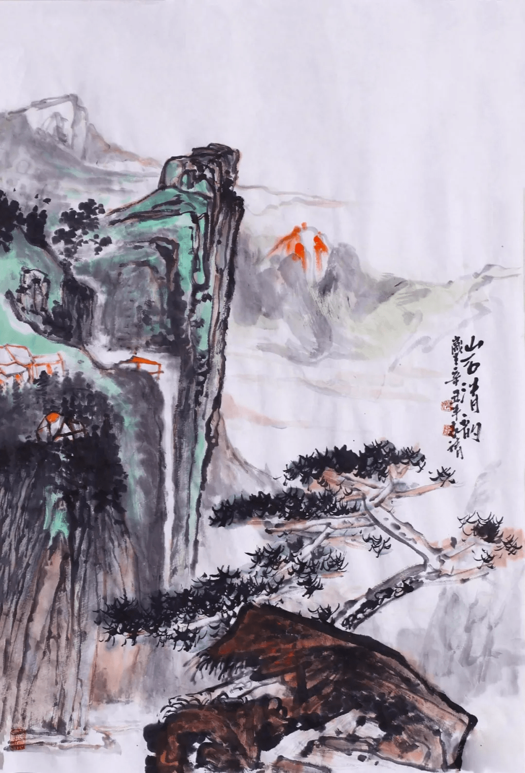 中国山水画形成于魏晋南北朝时期,但尚未从人物画中完全分离.