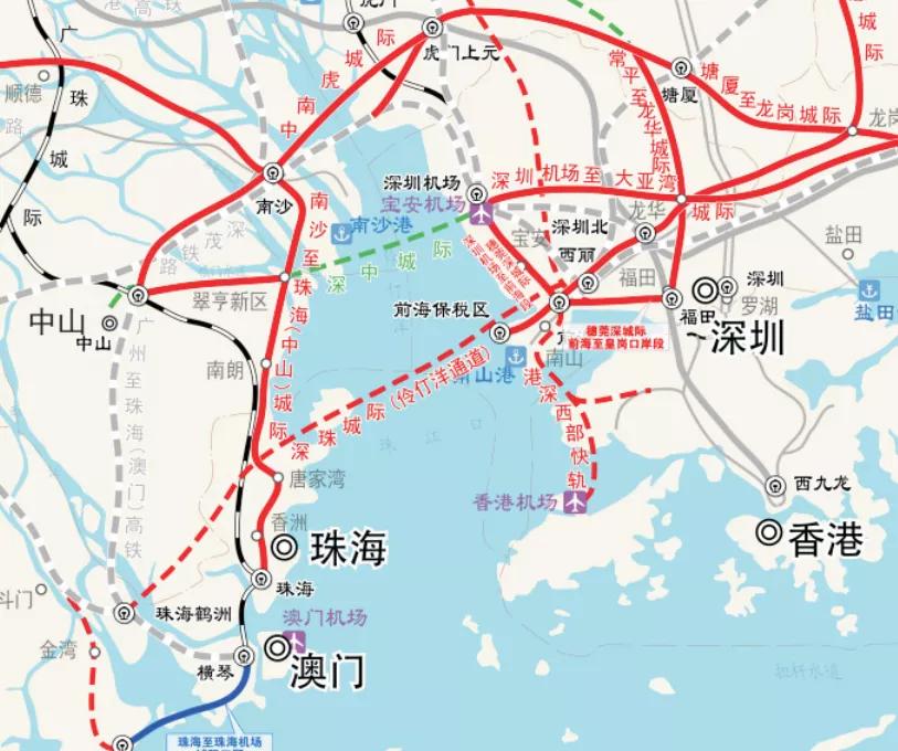 广州有将地铁18号线在万顷沙向东延长到深圳机场的构想.