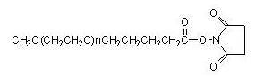结构式:甲氧基-聚乙二醇-琥珀酰亚胺戊酸酯(mpeg-sva)是甲氧基聚