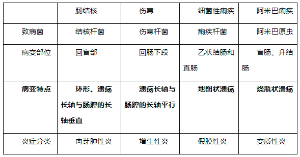 肠道传染病对比_病变_淋巴_肠壁