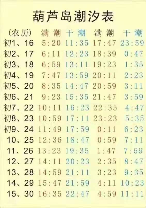 2022最 新兴 城潮汐表 葫芦岛 赶海挖蛏子,海水的涨落发生在白天叫"