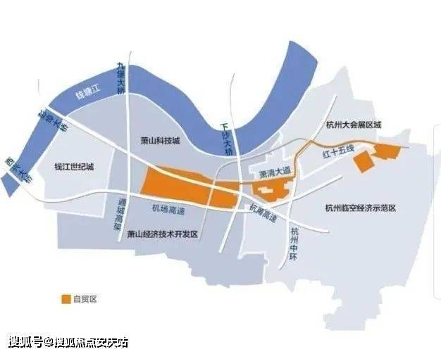 东北接钱塘区,北接大会展新城,西北是萧山科技城,西侧是萧山经济技术