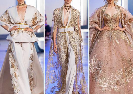 eliesaab东方宫廷主题礼服:镶龙绣凤束腰交领,51条每