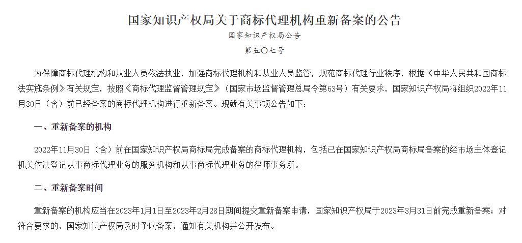 国知局：商标代理机构需在2月28开云 开云体育官网日前重新备案！此举动释放了什么