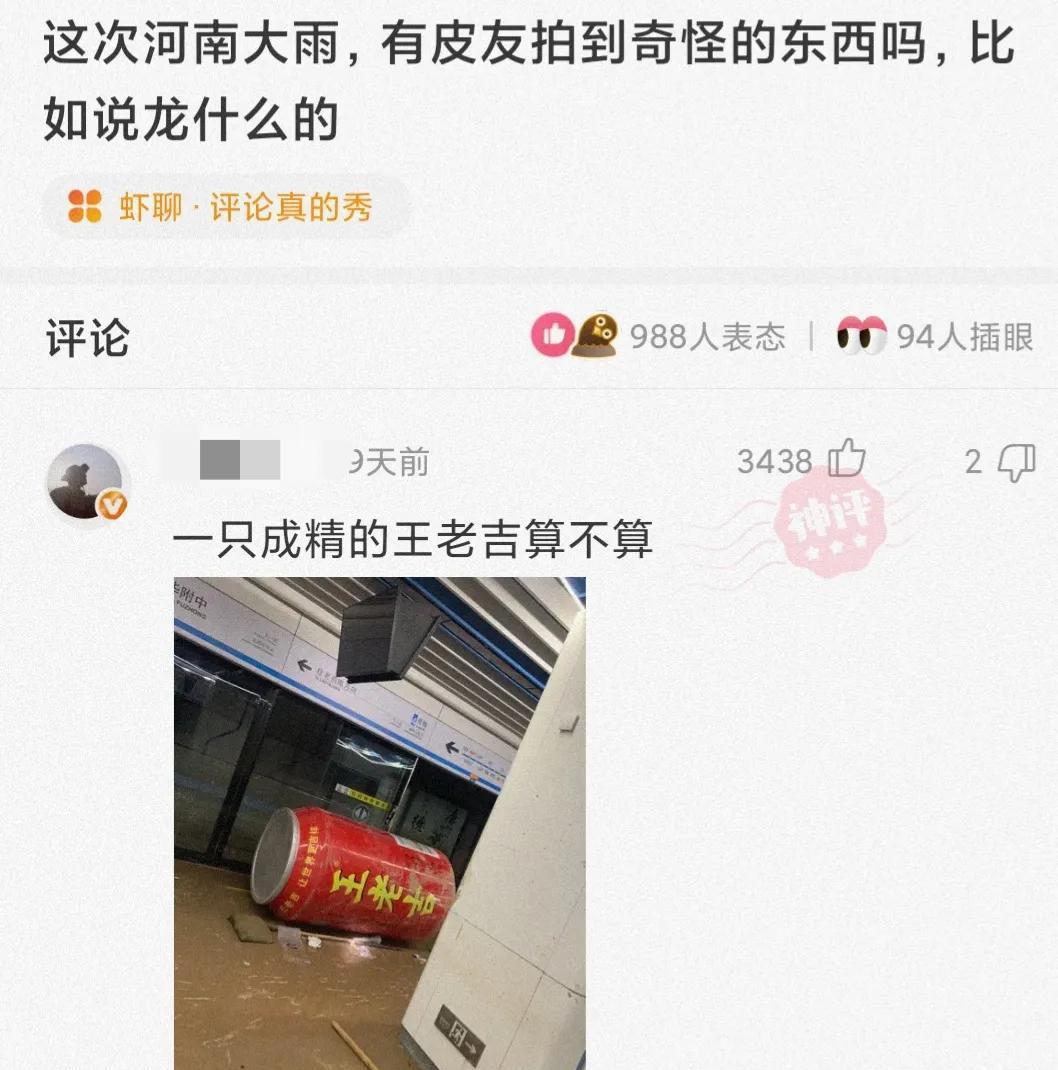 神回复：此次洪水那么大，有没有拍到奇异的工具？好比龙之类的