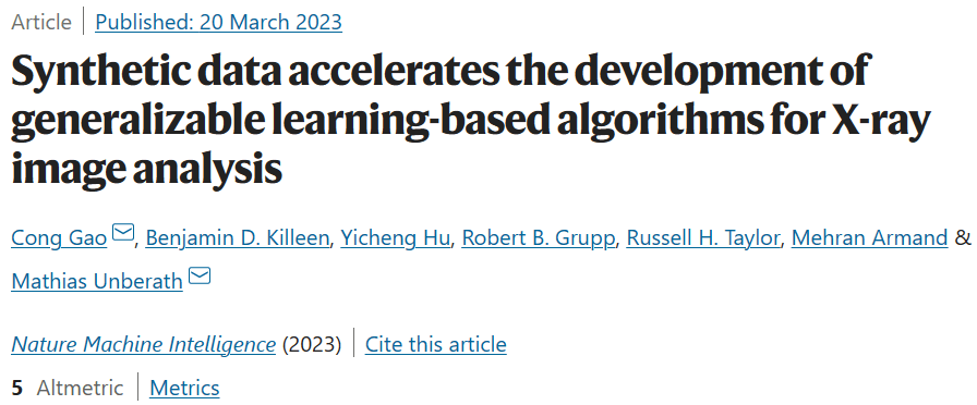 合成数据加速用于 X 射线图像阐发的基于ML的可推广算法开发