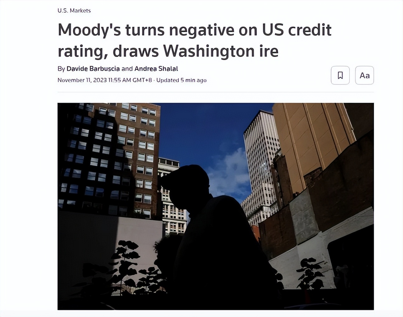 穆迪发布报告宣布美国信用为“负面”，美财政副部长：纯属污蔑