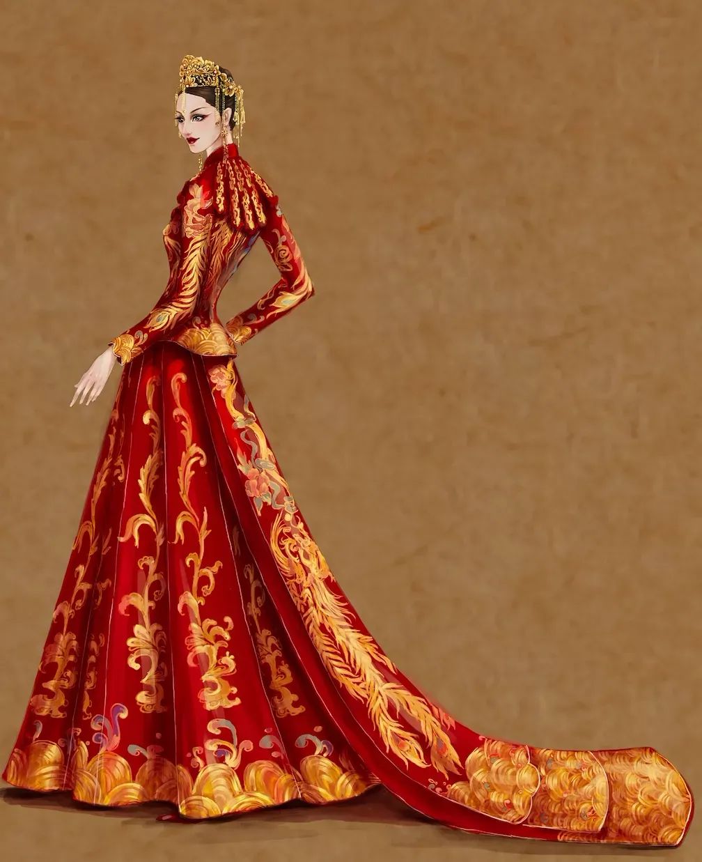 中式婚礼礼服与西式礼服服装效果图