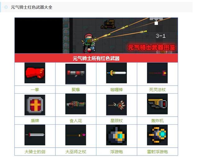 元气骑士武器百科告诉我你最喜欢那一把