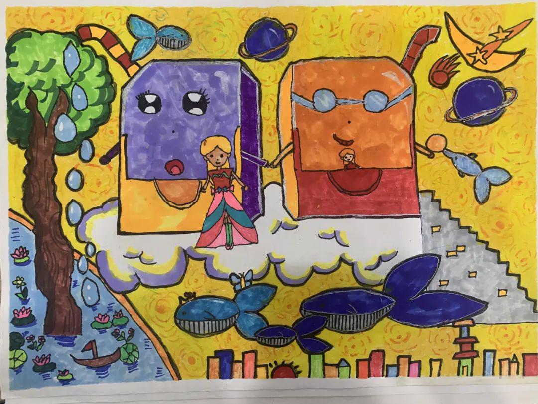 年龄:10岁  画作简介:我想象中快乐的六一儿童节,有