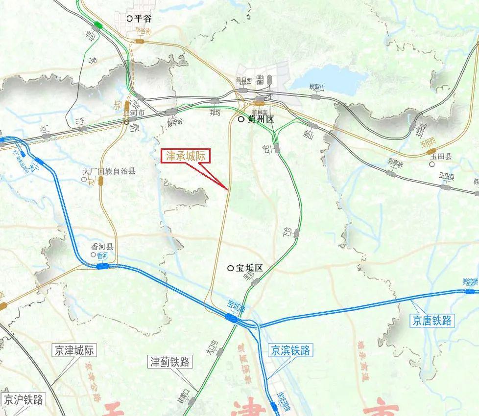 津承城际铁路天津段示意图 ■  津承城际铁路由天