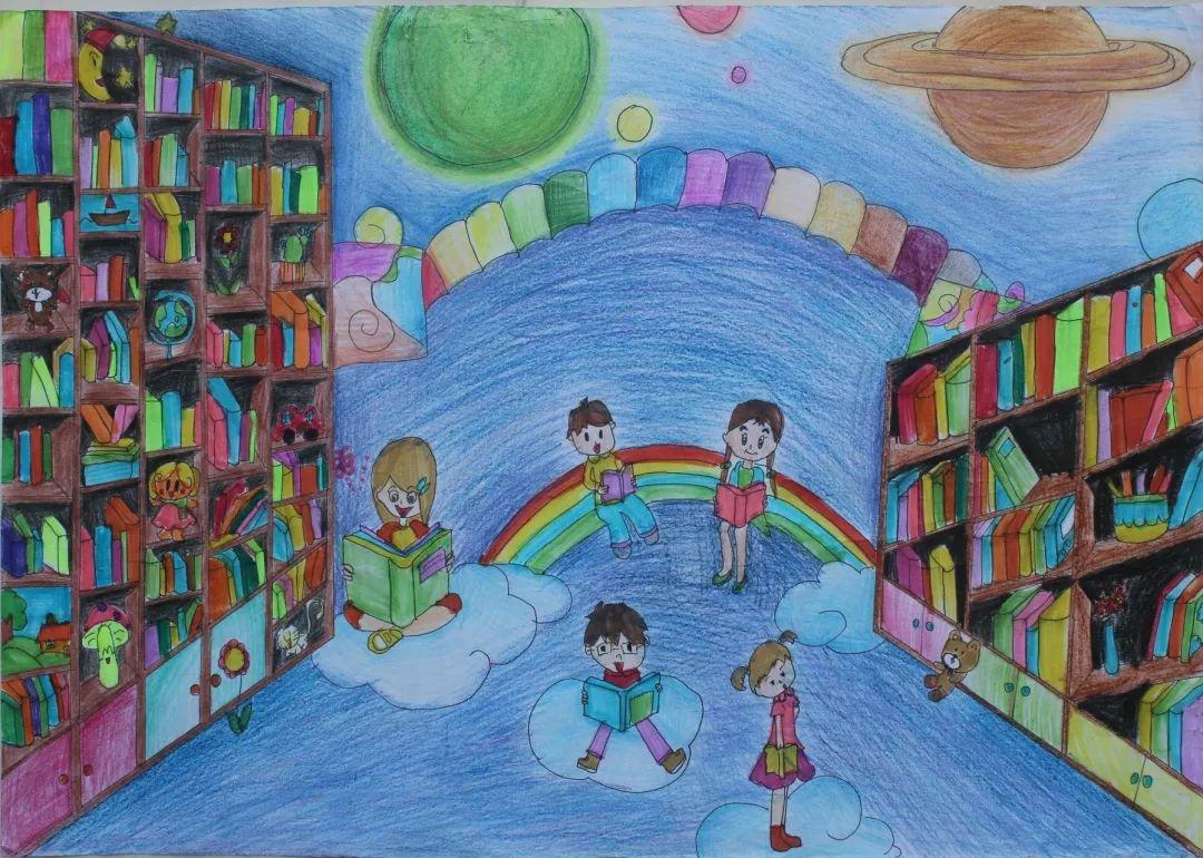 "我心中的图书馆"绘画获奖作品  《花儿图书馆》:严佳璇(11岁) 返回