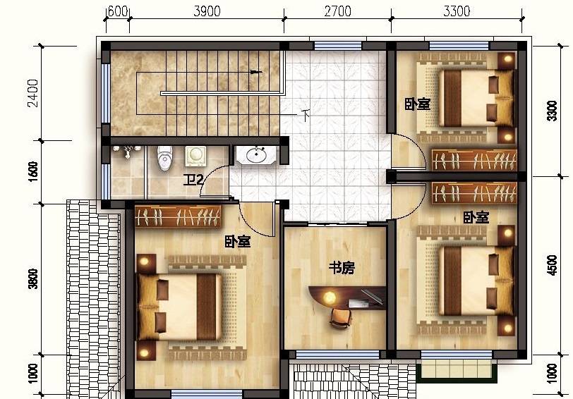 原创农村自建房设计图,184㎡欧式田园二层别墅设计图