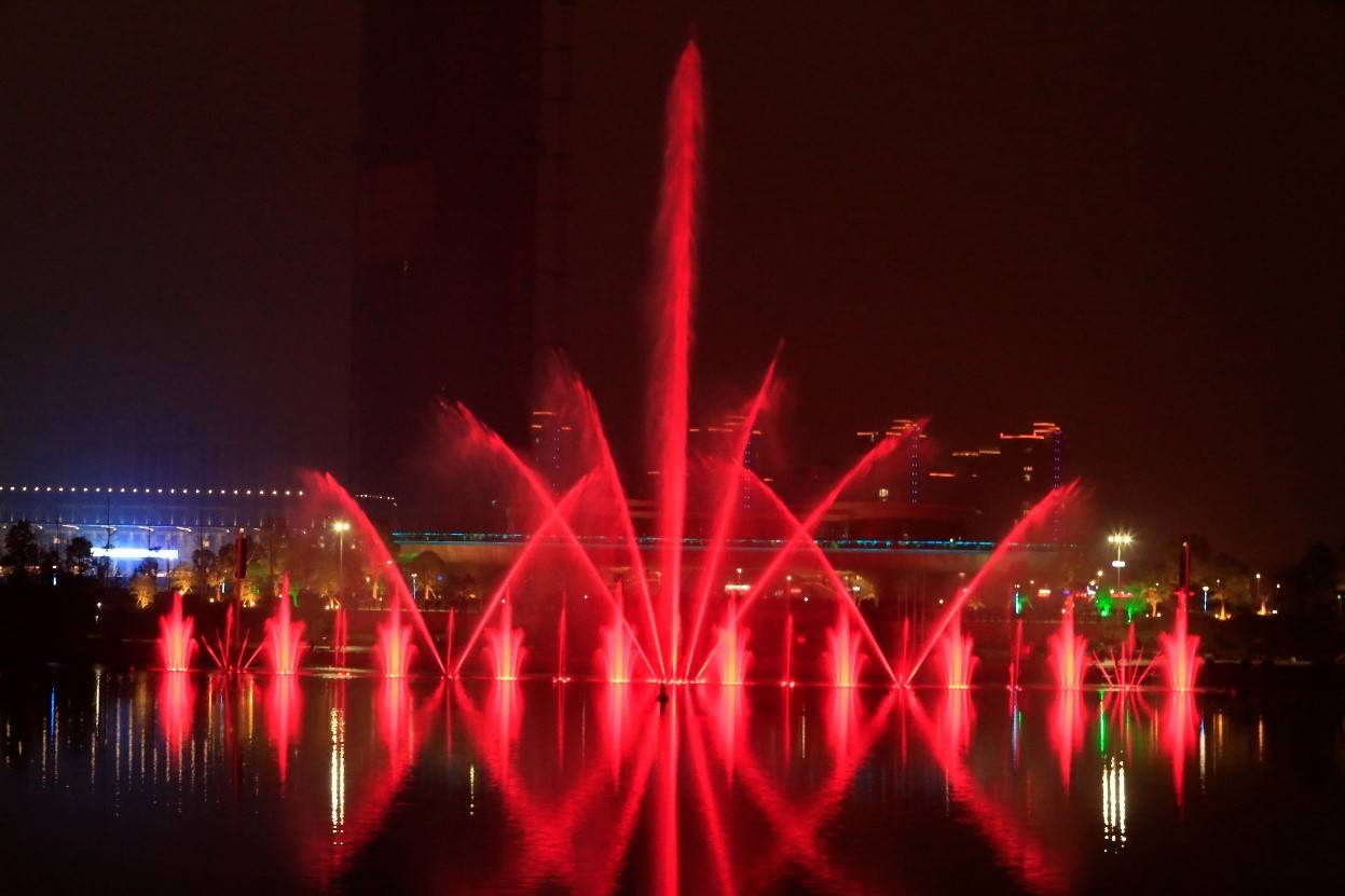 浙江绍兴上虞曹娥江喷泉——从城市阳台看城市风景